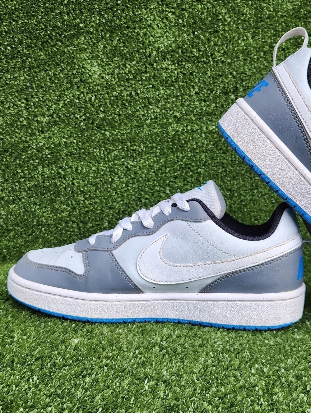 Nike Court Borough Low Big Girls Kids Gray/White Leather Size 5 Youth Sneakers